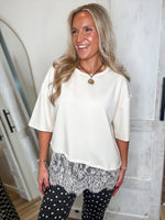 Load image into Gallery viewer, Coming Around Cream Luxe Lace Tee
