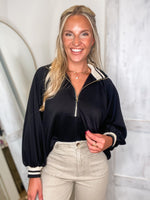 Load image into Gallery viewer, Not For Long Black Contrast Blouse
