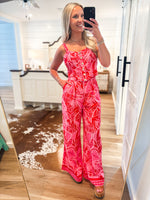 Load image into Gallery viewer, Island Bound Pink Tropical Print Tank &amp; Lounge Pant Set
