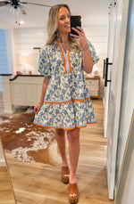 Load image into Gallery viewer, See You Smile Floral Periwinkle Poplin Mini Dress
