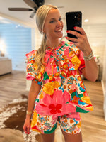 Load image into Gallery viewer, Juliette + Faye Floral ADRIENNE Blouse &amp; Shorts Set
