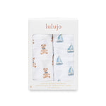 Load image into Gallery viewer, 2-pack Cotton Swaddles - Vintage Bears &amp; Sailboats
