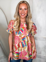 Load image into Gallery viewer, Dramatic Entrance Peach Printed Blouse
