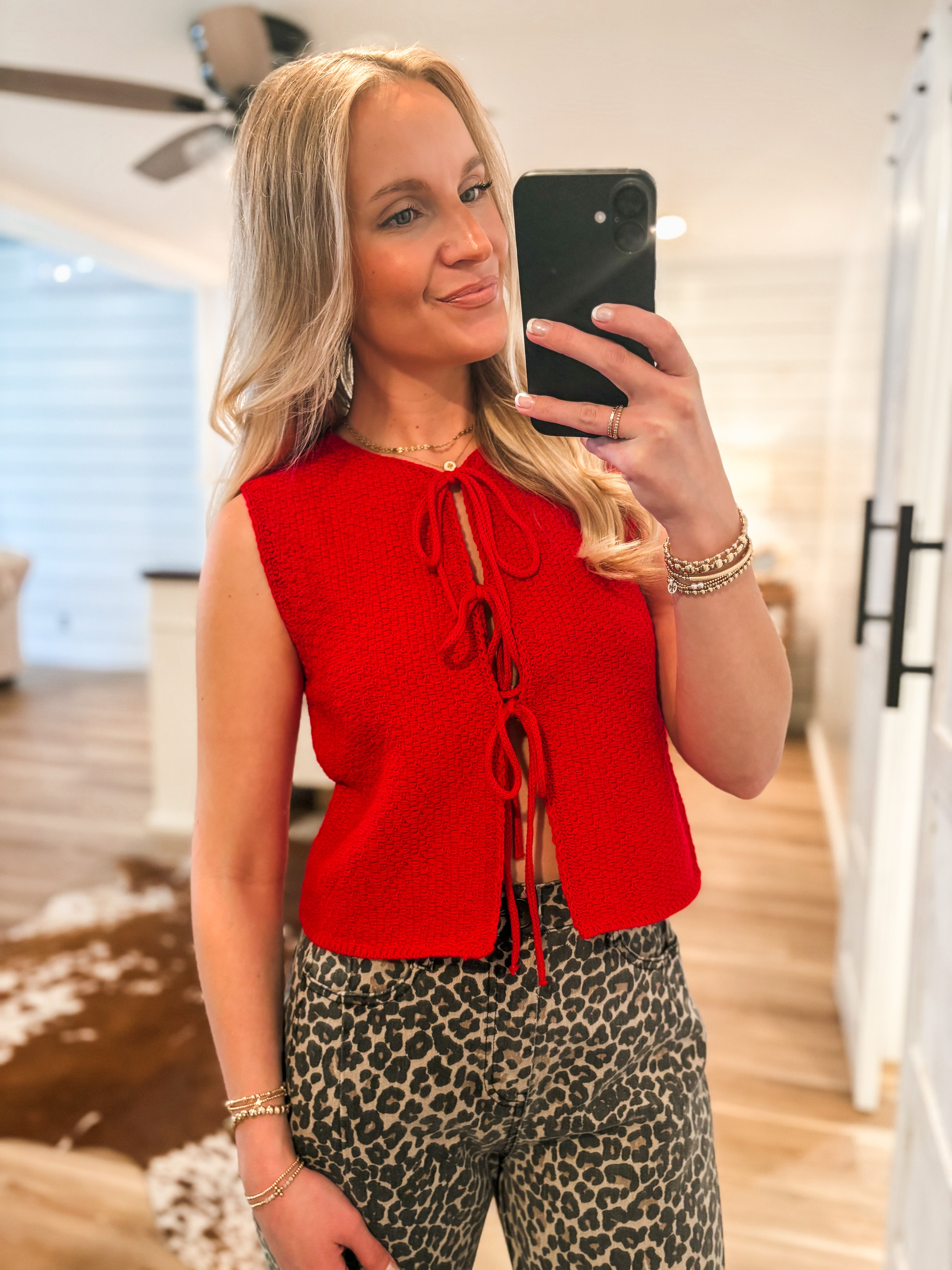 Bless Me Red Bow Tie Vest