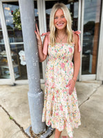 Load image into Gallery viewer, Summers On Pink and Yellow Floral Midi Dress
