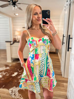 Load image into Gallery viewer, Resort Ready Pastel Tropical Printed Mini Dress

