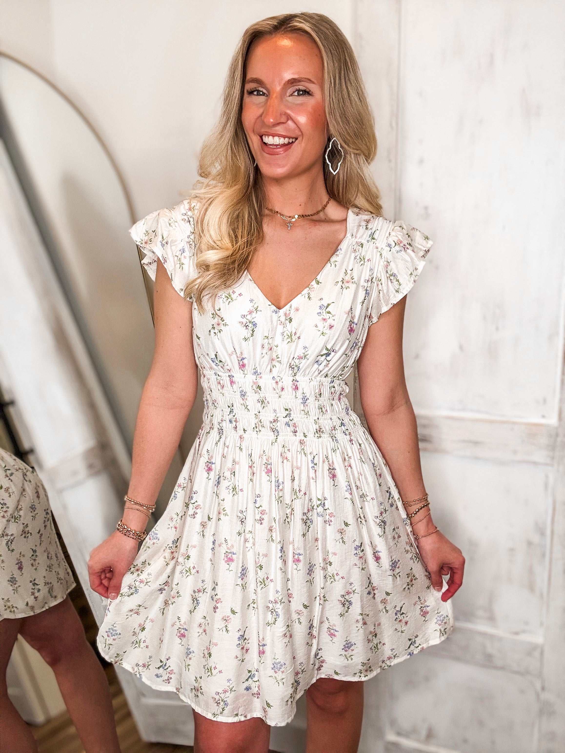 Remember Me Ivory Floral Mini Dress