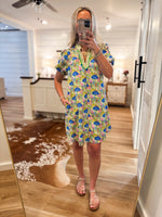 Load image into Gallery viewer, Coming Around Blue Floral Contrast Mini Dress
