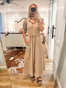 Know My Name Taupe Midi Dress