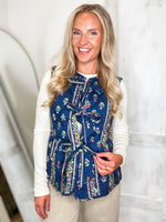Load image into Gallery viewer, Out Here Navy Floral Puffer Vest
