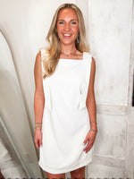 Load image into Gallery viewer, Welcome Here White Bow Mini Dress
