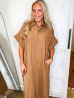 Load image into Gallery viewer, Camel Polo Midi Dress
