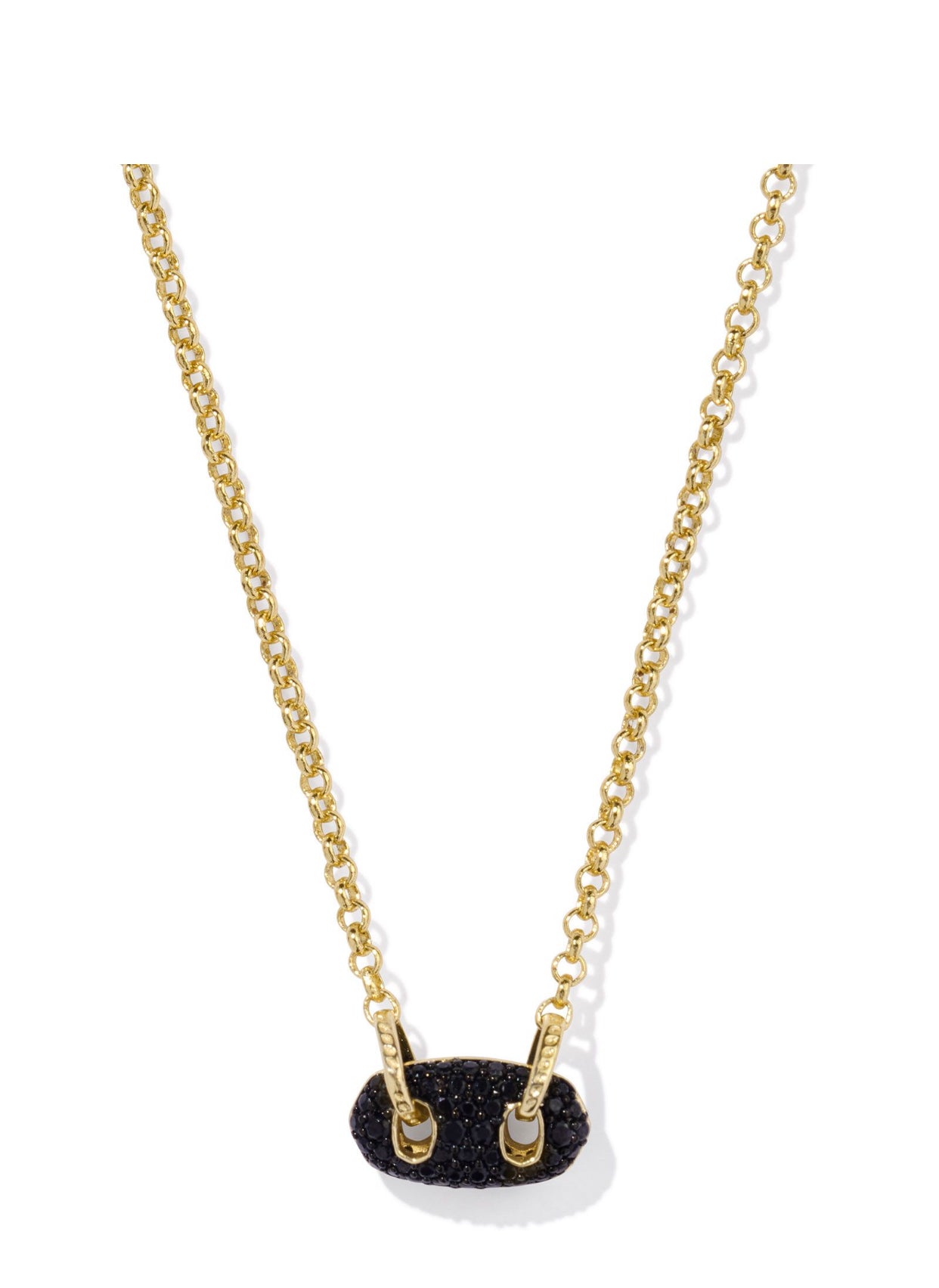 Bailey Black Crystal Pave Gold Pendant Necklace