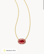 Load image into Gallery viewer, Elisa Raspberry Illusion Crystal Framed Pendant Gold Necklace
