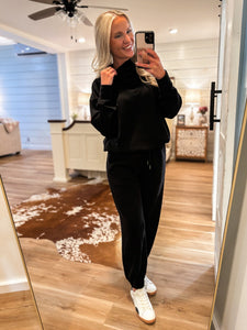 Set The Tone Black Modal Pullover & Jogger Pant Set