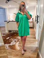 Load image into Gallery viewer, Swing Of It Kelly Green Contrast Mini Dress
