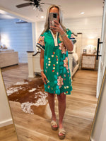 Load image into Gallery viewer, Falling Fast Island Green Floral Mini Dress
