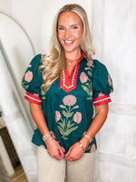 Load image into Gallery viewer, Subtle Moment Teal Floral Blouse

