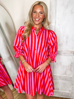 Load image into Gallery viewer, As It Was Pink/Red Stripe Mini Dress
