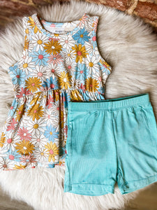 Angel Dear Good Vibes Daisy Tank & Biker Short Set