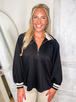 Load image into Gallery viewer, Not For Long Black Contrast Blouse
