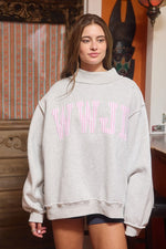 Load image into Gallery viewer, WWJD Gray Mock Sweatshirt-Lt Pink Stripe
