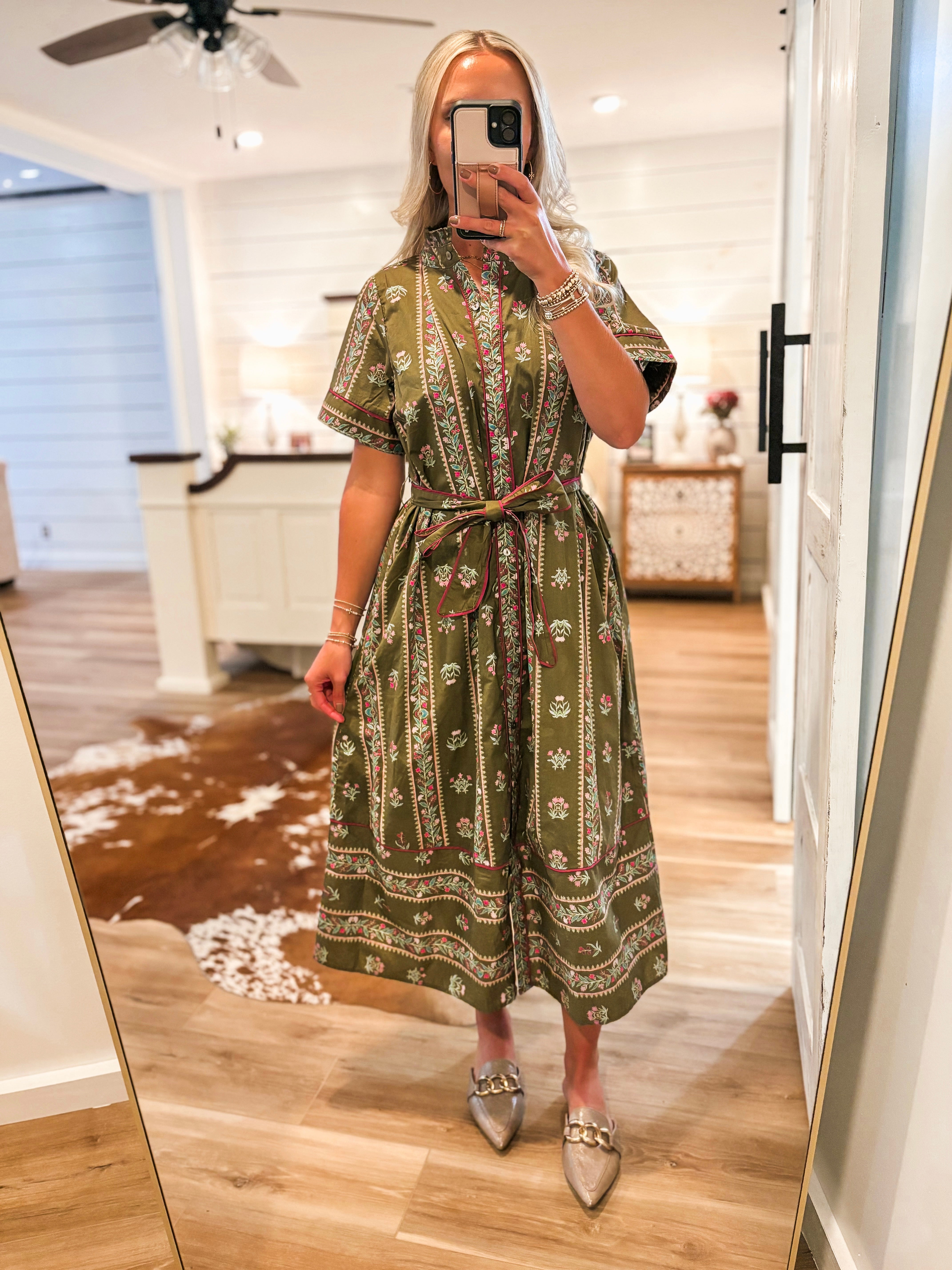 All The Feelings Olive Floral Midi Dress