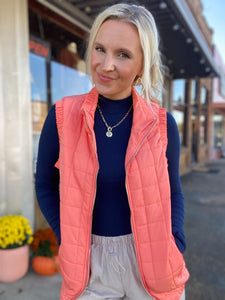 Giving My Best Quilted Neon Orange Vest