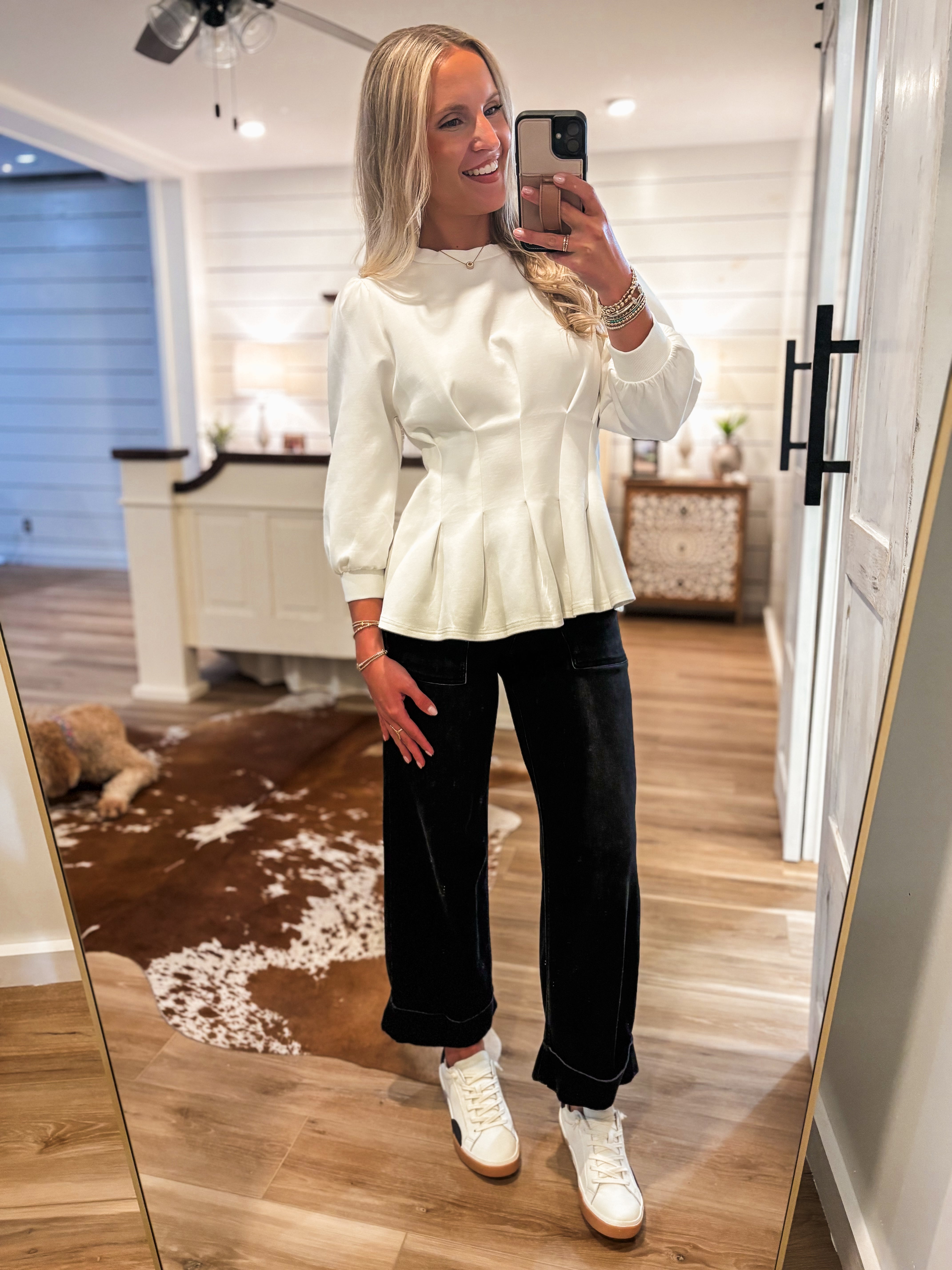 Highest Regard Off White Peplum Blouse