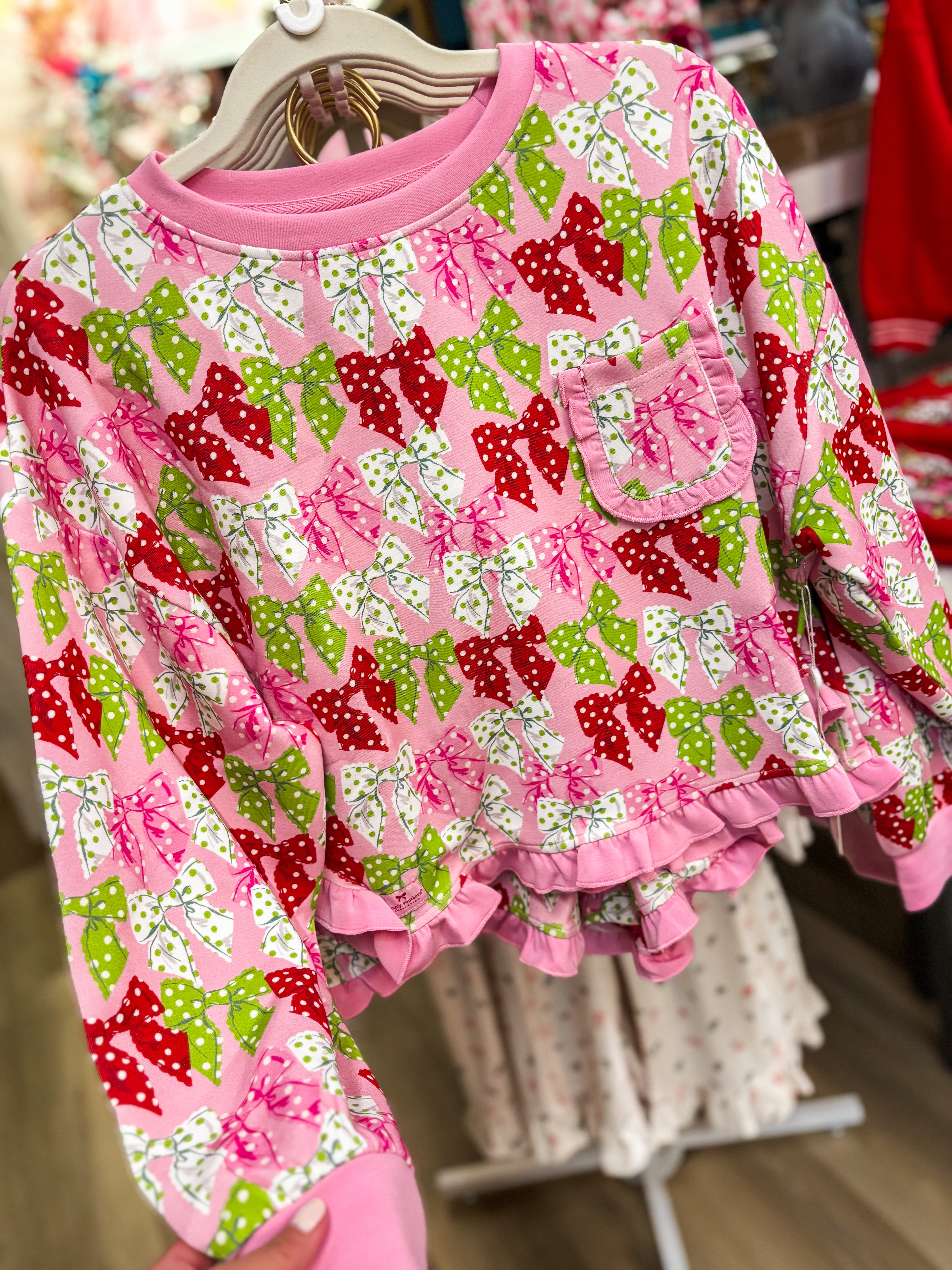 Simply Southern Ruffle Dots PJ Set - Pink Multi Bow