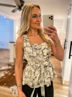 Load image into Gallery viewer, Keeping Faith Ivory &amp; Black Printed Tank

