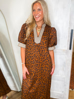 Load image into Gallery viewer, About Time Leopard Contrast Maxi Dress
