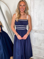 Load image into Gallery viewer, My Next Chapter Navy Contrast Midi Dress
