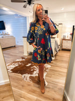 Load image into Gallery viewer, From Here Navy Floral Mini Dress
