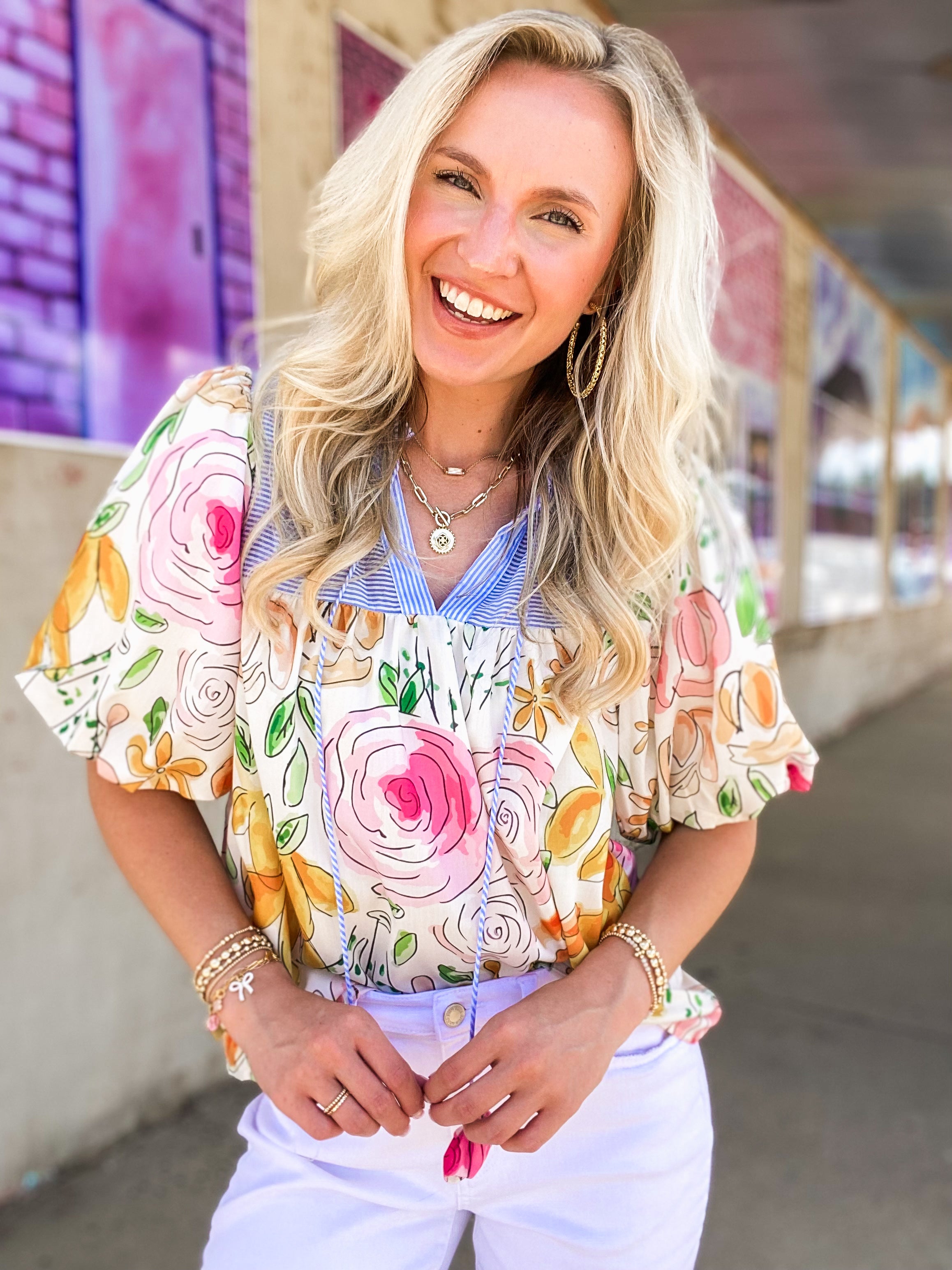 Pickin' Petals Floral THML Blouse