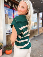 Load image into Gallery viewer, Cutting Corners Teal &amp; Ivory Sleeveless Sweater
