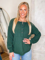 Load image into Gallery viewer, Gonna Stay Hunter Green Henley Top
