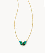 Load image into Gallery viewer, Blair Small Green Butterfly Pendant Gold Necklace
