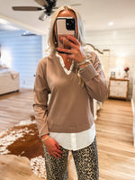 Load image into Gallery viewer, Seeing Clearly Mocha Knit PINCH Sweater
