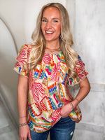 Load image into Gallery viewer, Dramatic Entrance Peach Printed Blouse
