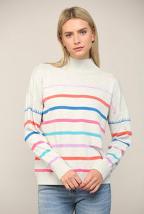 Cutest Thing Multi Stripe Mock Neck Sweater