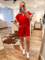 Load image into Gallery viewer, Coming Around Red Contrast S/S Top &amp; Shorts Set

