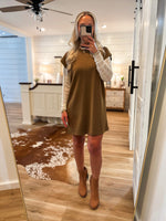 Load image into Gallery viewer, Natural Feeling Olive Luxe Knit Mini Dress
