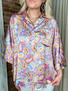 Can't Look Away Pastel Paisley Tunic Blouse