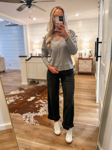 Back To Us Gray Knit L/S blouse