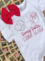 Load image into Gallery viewer, Baby Romper | Sorry Santa I Drank All The Milk Christmas
