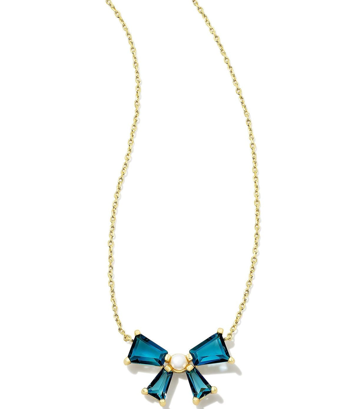 Blair Teal Bow Pendant Gold Necklace