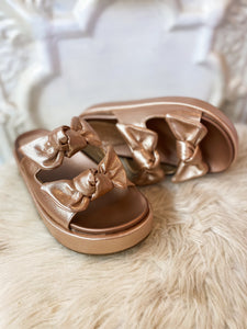 Kiki Rose Gold Flatform Shushop Slide Sandals