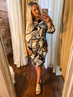 Load image into Gallery viewer, Eyes On Me Animal Print Button Down Midi Dress
