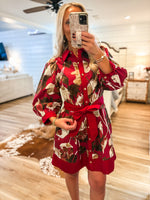 Load image into Gallery viewer, Merlot Floral Button Down Mini Dress

